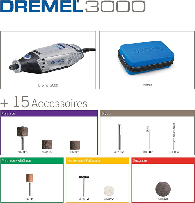 Outil rotatif DREMEL 3000 - 15 Accessoires